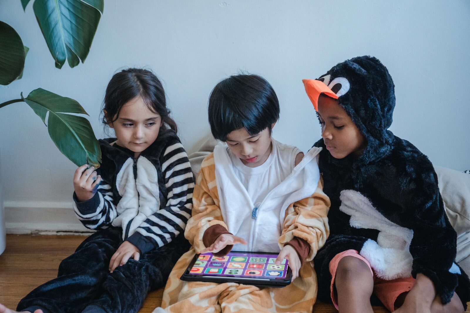 children playing computer games