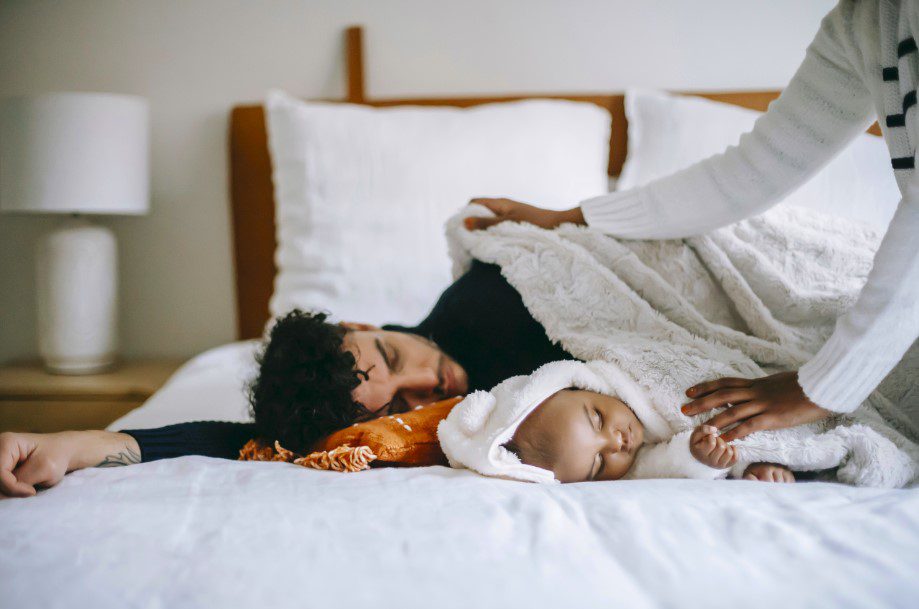 calming a baby in bed