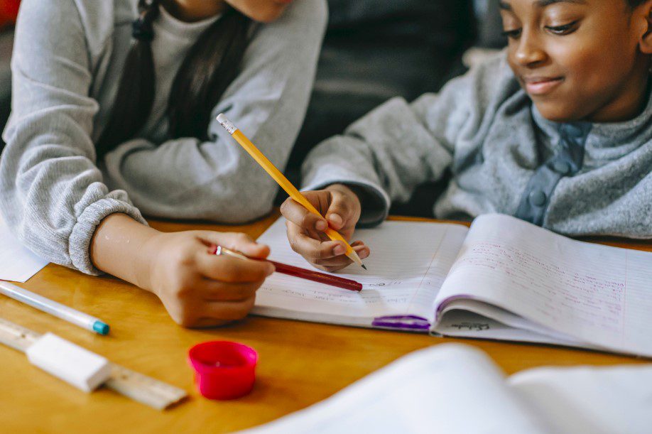 children doing homework